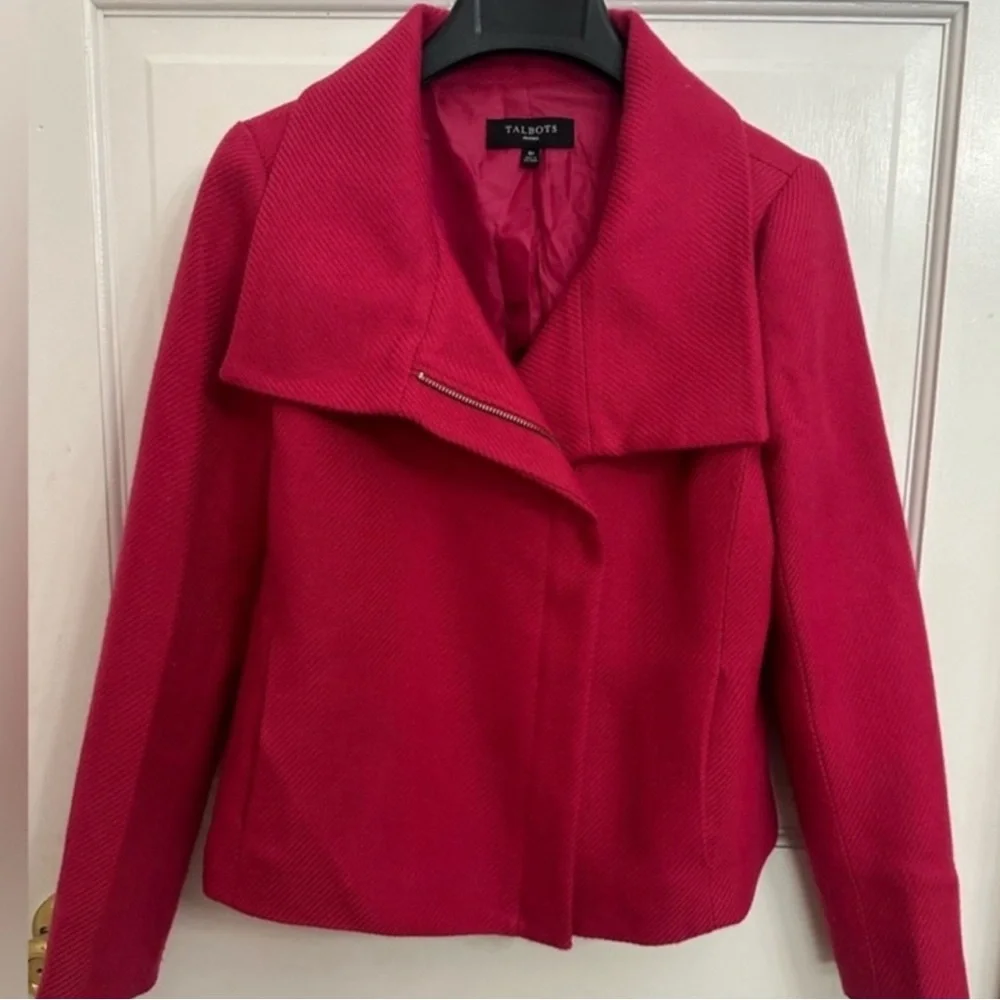 Talbots Pink Wool Blend Zip Blazer Jacket - Picture 2 of 12